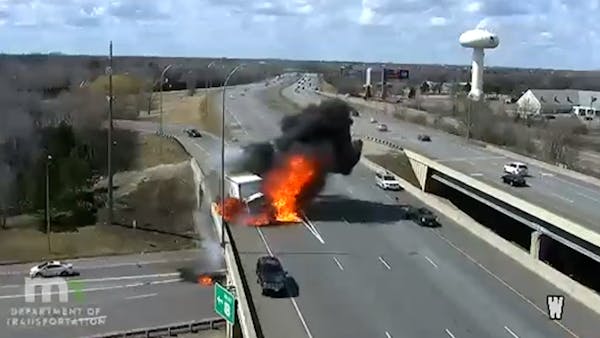 MnDOT video captures truck bursting into flames in Blaine