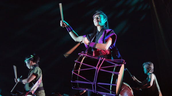 Female Taiko drummers pick up the beat