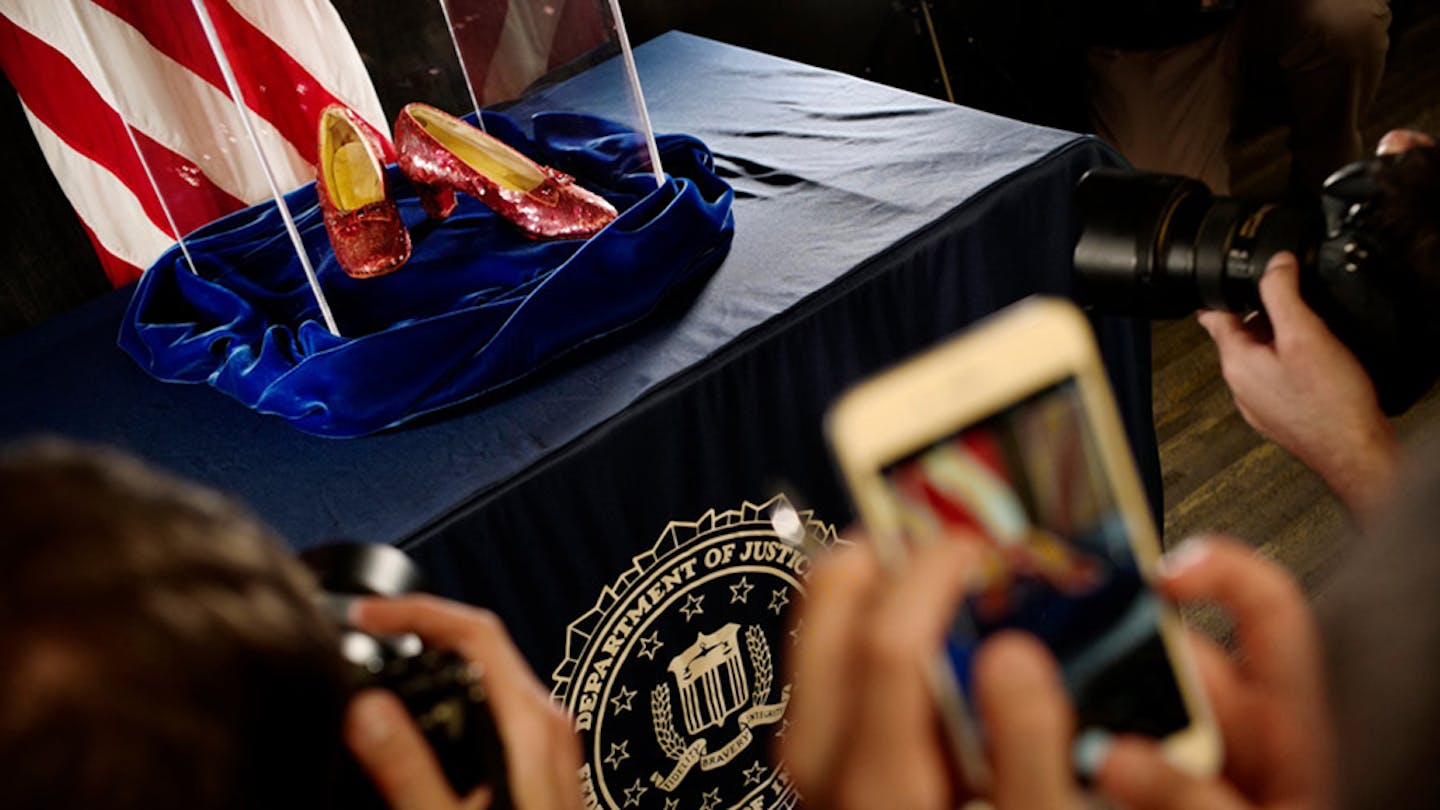 The famed ruby slippers are home, but the culprit is still out there