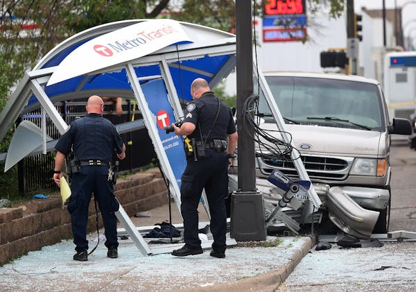 Six injured in crash at north Minneapolis bus stop