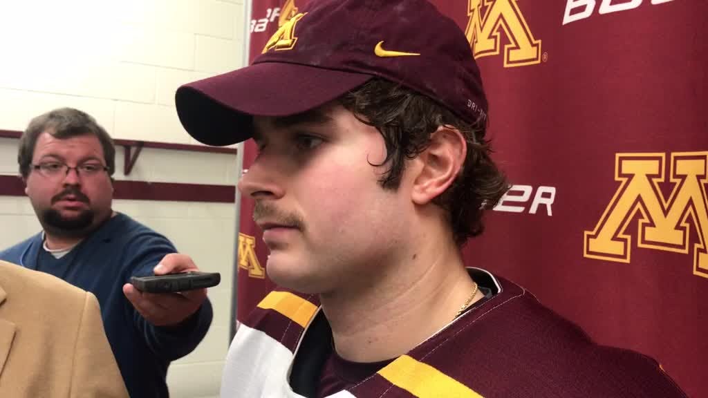 Brent Gates Jr. spoke with the media after the Gophers' 4-3 overtime loss to St. Lawrence on Friday