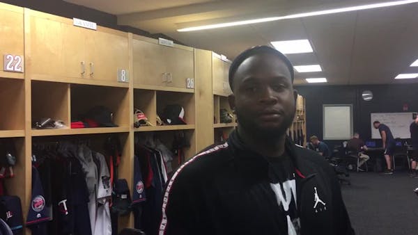 Twins third baseman Miguel Sano reports to camp in a good mood
