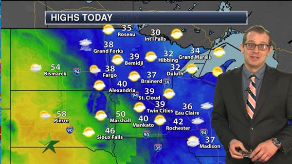 Afternoon: 39, mild, but cold and snow on the way