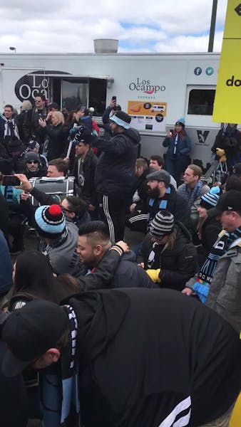 United supporters meet up outside Allianz Field