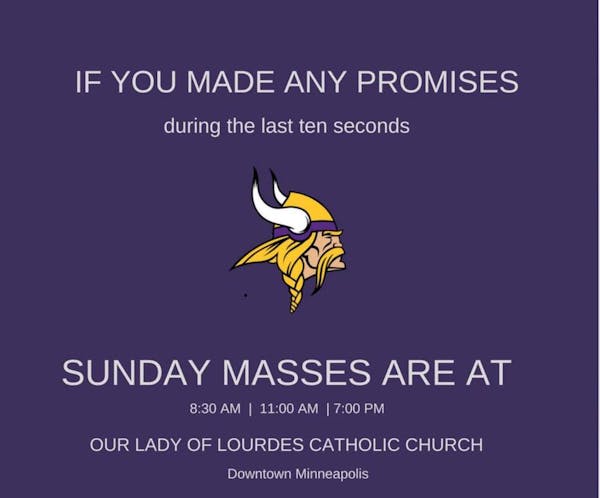 Now, about that Hail Mary… Minneapolis church's Vikings post goes viral