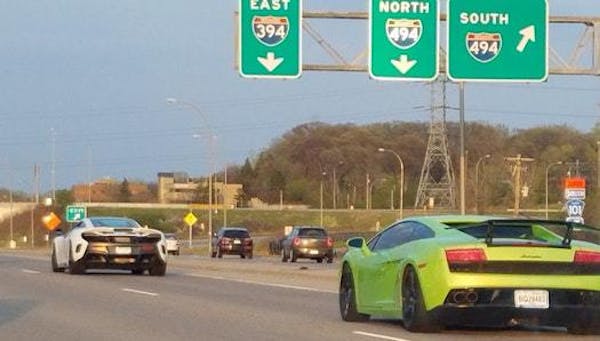 Video shows luxury sports cars racing over 100 mph on I-394