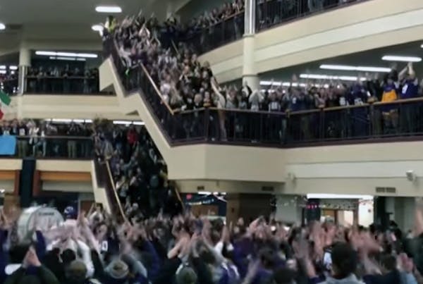 Hundreds do Vikings' "Skol" chant at Prior Lake High School