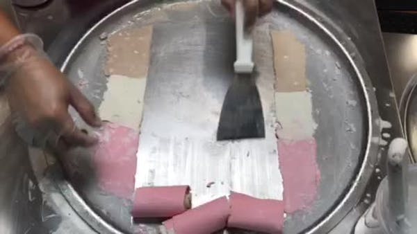 Watch the making of the trendy new style of rolled ice cream