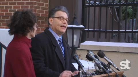 Al Franken speaks to the press after the state Canvassing Board certified the Senate recount.