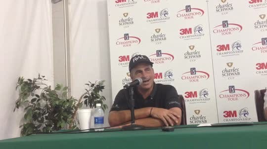 Champions Tour golfer Rocco Mediate talks about playing with former Gov. Jesse Ventura on Wednesday in a 3M Championship pro-am.