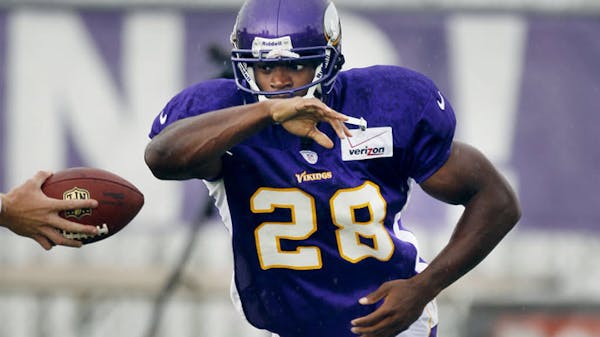 Watch Adrian Peterson's first day in full pads