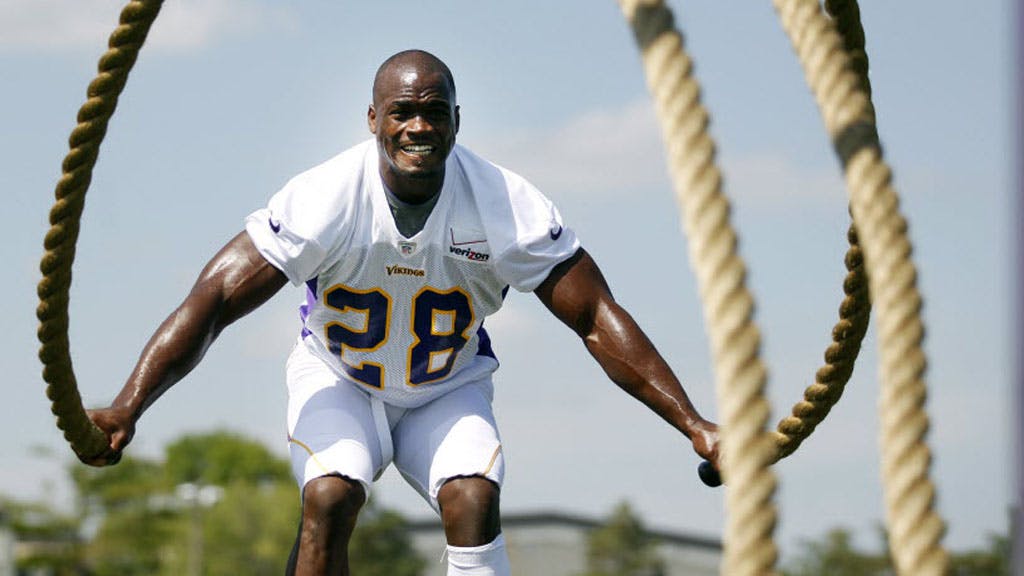Vikings running back Adrian Peterson returned to the field after he was rushed to the hospital Monday afternoon after eating bad jambalaya from the team cafeteria. Peterson also said he feels good and wants to play at least one preseason game.