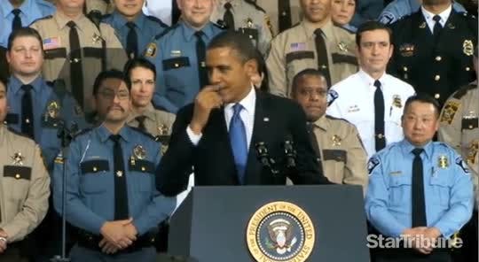 In his Minneapolis stop Monday President Obama discussed the need to halt gun violence.