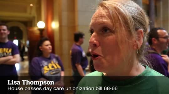 By one vote, House passed child care workers unionization bill.