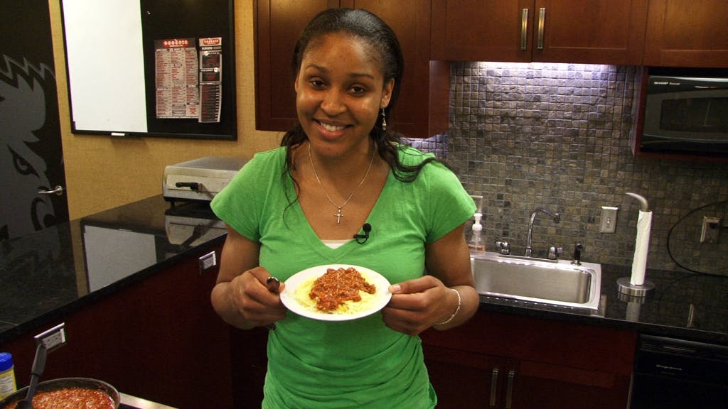 Combining her enjoyment of cooking for others with a desire for healthier options, Moore is building a solid culinary reputation among friends and teammates.