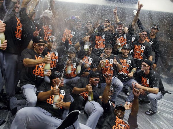 Tigers celebrate at Target Field
