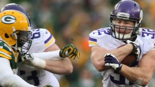 Vikings running backs Adrian Peterson and Toby Gerhart accounted for 237 of the team's 447 total yards in Sunday's 26-26 tie against the Packers at Lambeau Field.