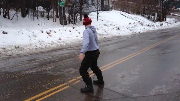 Ice surfing on the streets of Duluth