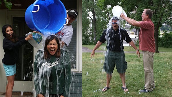 Star Tribune's Sawkar and Russo accept the Ice Bucket Challenge