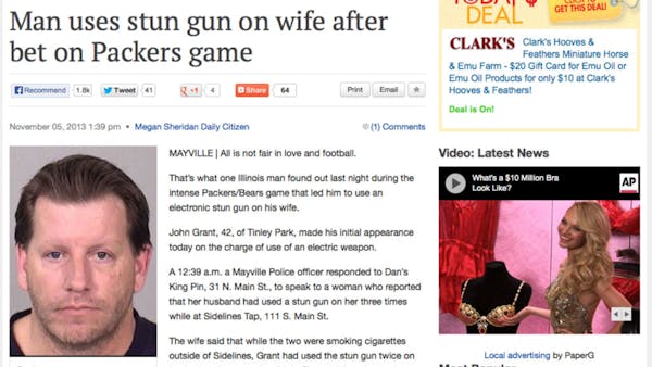 Rand: Packers-Bears bet ends with husband using stun gun on wife