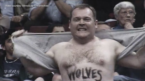 Wolves fan dances shirtless with 'Welcome Home KG' written on his chest
