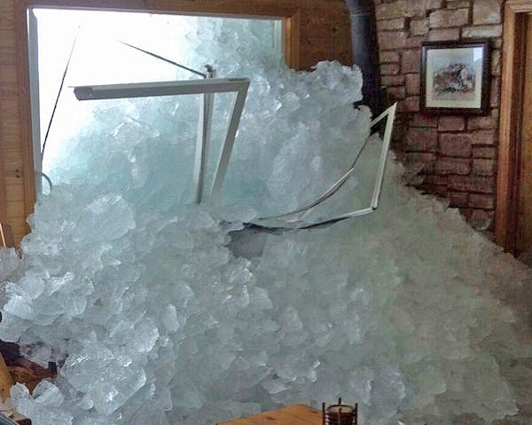 Mille Lacs ice wall surges onto shore