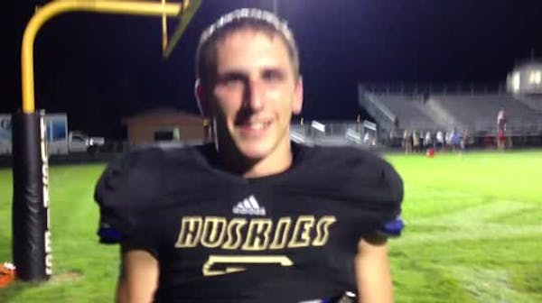 Andover receiver Chris Larson talks after Friday's victory