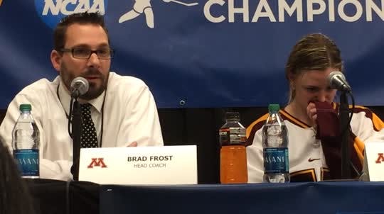 Brad Frost talks postgame about his team's 5-1 win over BU to reach the women's Frozen Four.
