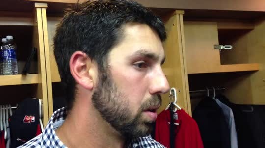 Twins DH Chris Colabello says he tried to be aggressive during his first Opening Day start, and it paid off with a hit.