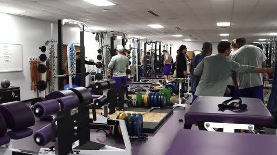Vikings players lifted weights and worked on conditioning drills during the offseason workout at Winter Park.