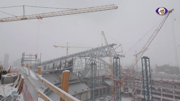 Time lapse of latest Vikings stadium construction milestone