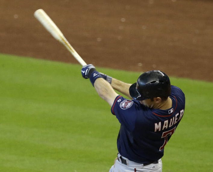 Twins first baseman Joe Mauer says he was looking for a pitch "middle-in," and he hit a home run.
