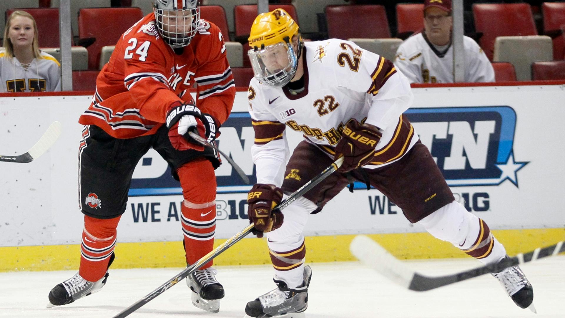 Seth Ambroz was part of the Gophers' all-senior line of Sam Warning and Travis Boyd that accounted for two goals in a 3-0 victory over Ohio State in the Big Ten tournament semifinals.