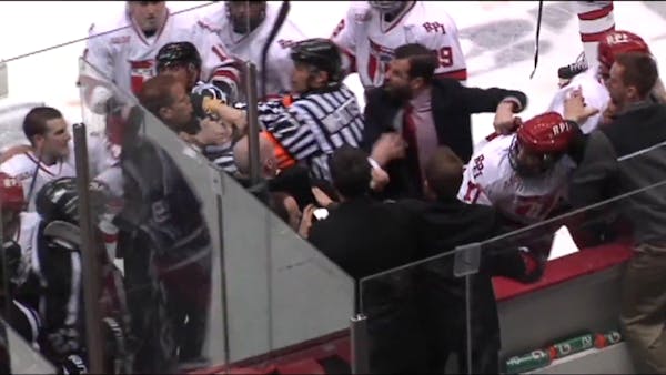 Minnesotans involved in big-time college hockey brawl