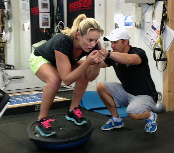 Lindsey Vonn works out with trainer Martin Hager