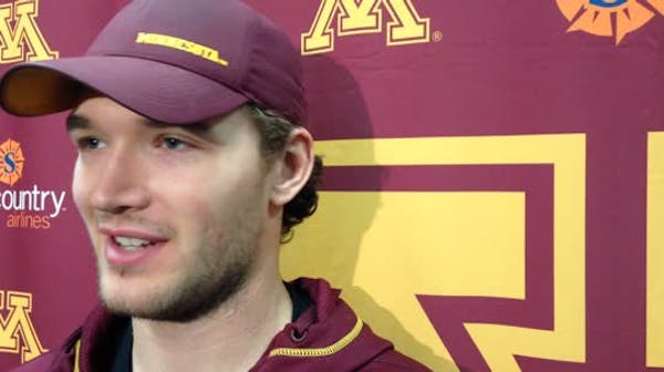Gophers forward Ambroz breaking out on, off ice