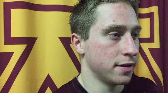 Sophomore forward Justin Kloos, Gophers' offense unable to get anything going in 3-0 loss to Minnesota Duluth.