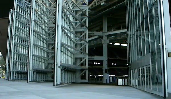 U.S. Bank Stadium's giant doors open for first time this morning