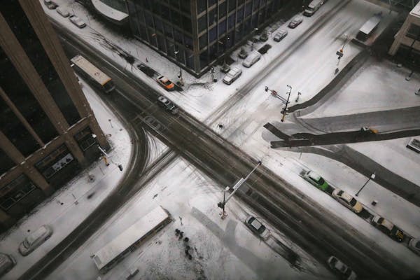 Time lapse: Snow descends on downtown Minneapolis