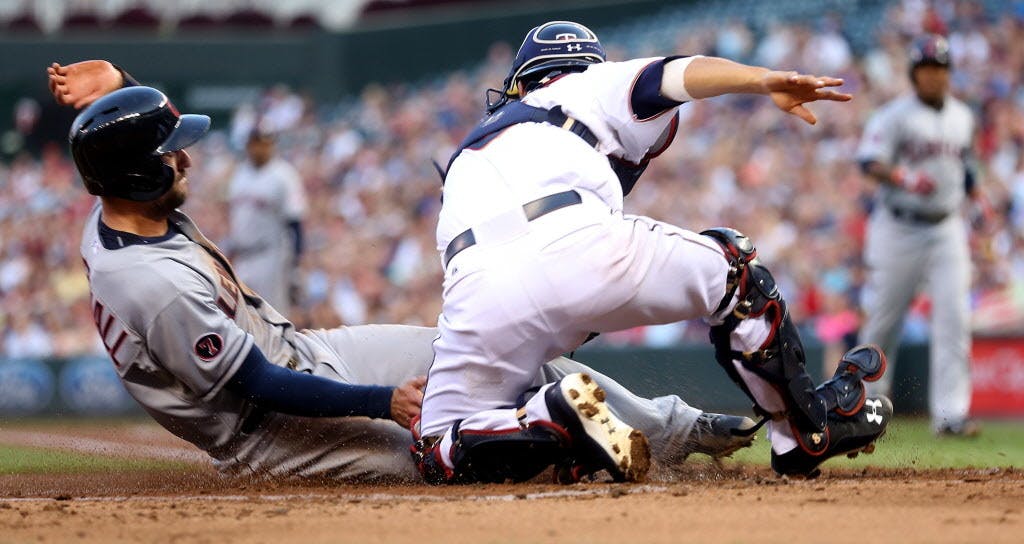 Twins outfielder Eddie Rosario says he was surprised he had time to throw out Indians third baseman Lonnie Chisenhall at the plate Friday.