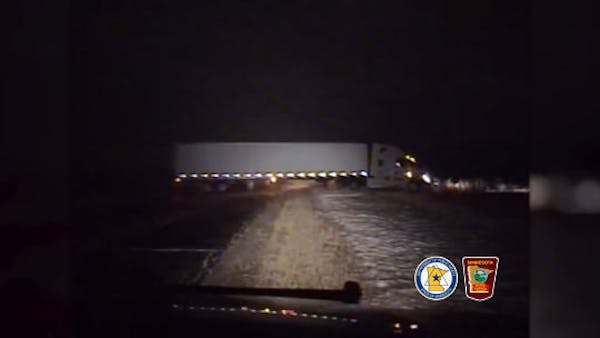 Trooper nearly hit when semi slides off icy highway near Inver Grove Heights