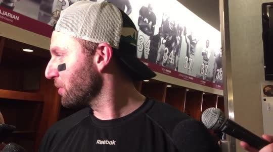 Former Gophers star Thomas Vanek scored a goal in his first game back on the University of Minnesota campus since 2004.