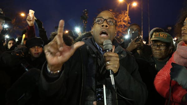 President of the NAACP addresses protesters during vigil