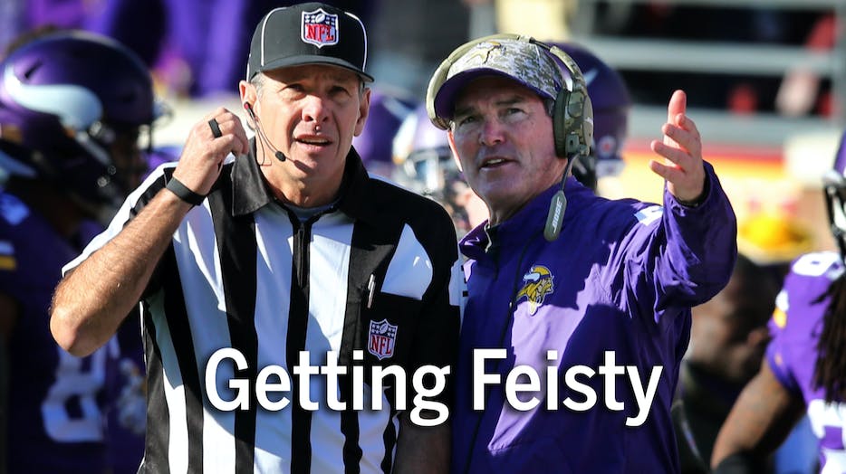 The Vikings might play conservatively, but their coach is anything but in actions and words