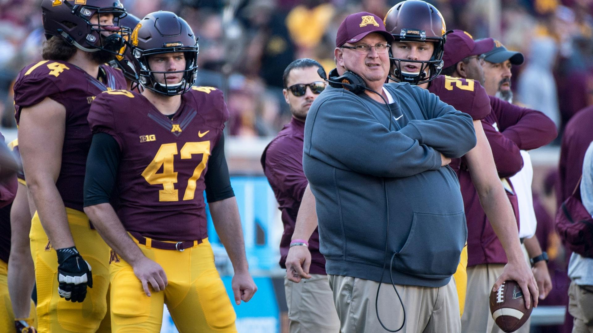 Football coach Tracy Claeys spoke after the Gophers edged Rutgers 34-32 on Saturday at TCF Bank Stadium.