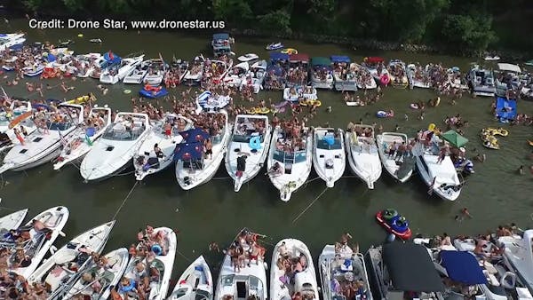 Drone video captures Lake Minnetonka party boat scene