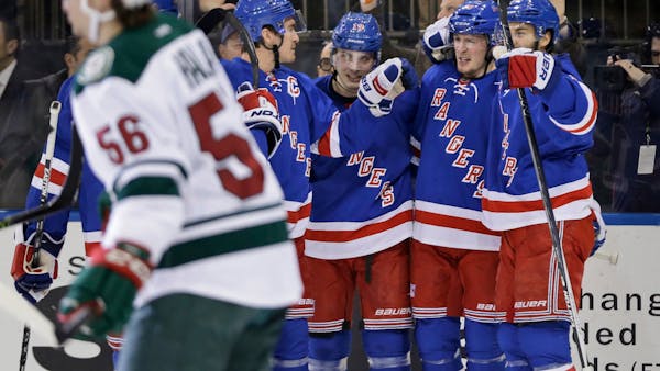 Wild's free fall continues after blowing two-goal lead to Rangers