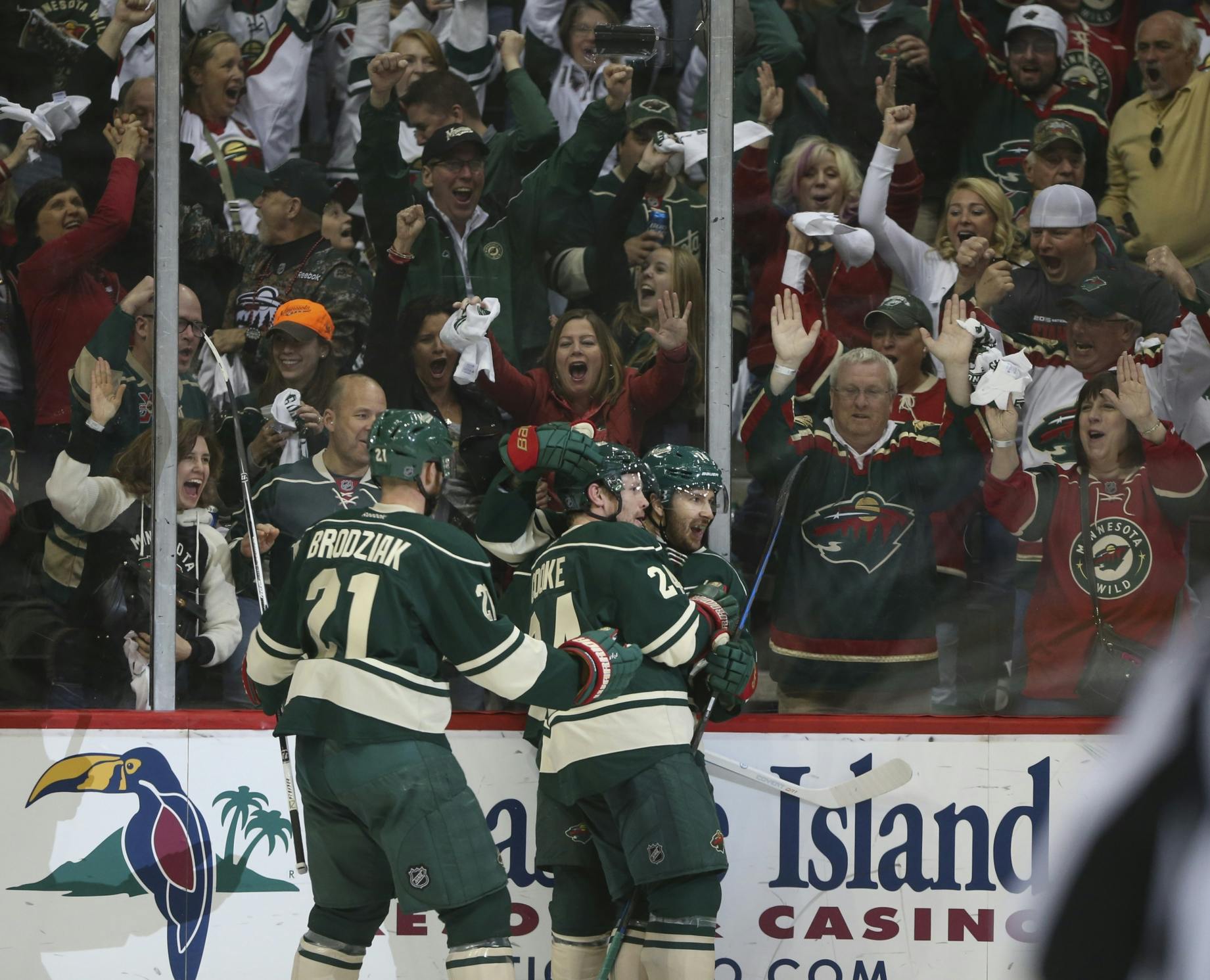 Fan videos from Xcel Energy Center and around the state after the Wild beat the Blues.