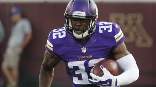Antone Exum grabbed an interception in the Vikings' 26-16 preseason win over the Bucs on Saturday. He's competing for the starting strong safety spot.