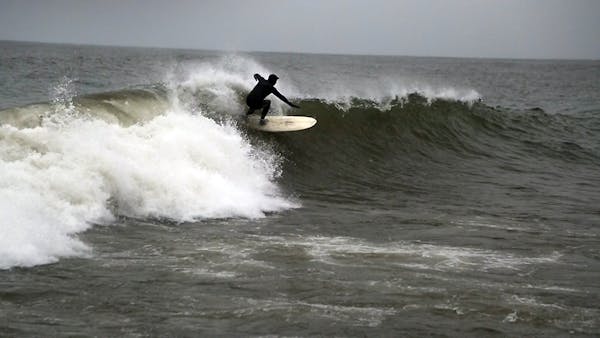 Surf's up on Lake Superior's frigid waters
